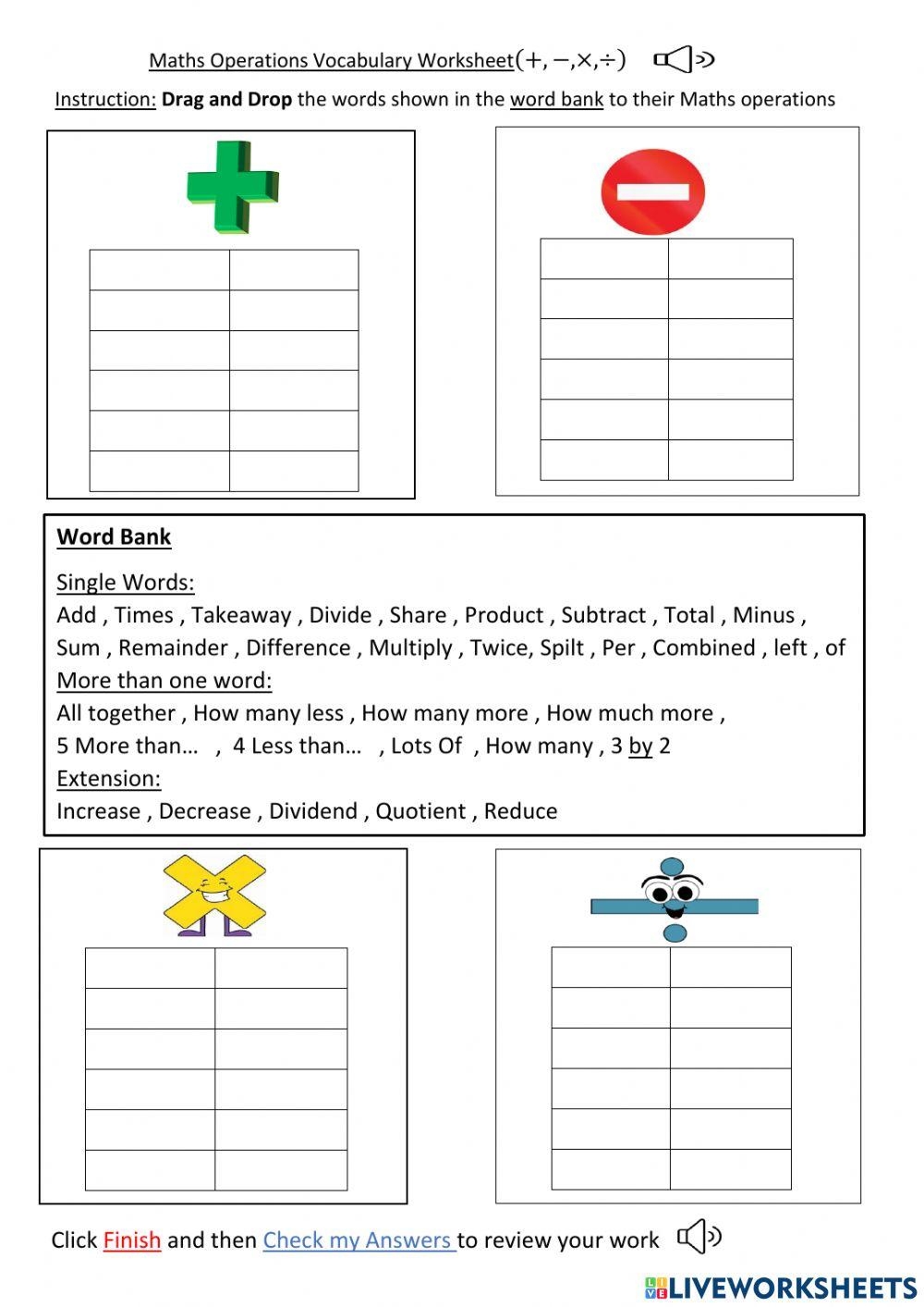Basic Math Vocabulary ESL Worksheet By Xcharo Worksheets Library