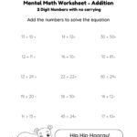 Two Digit Mental Math Worksheet Pdf