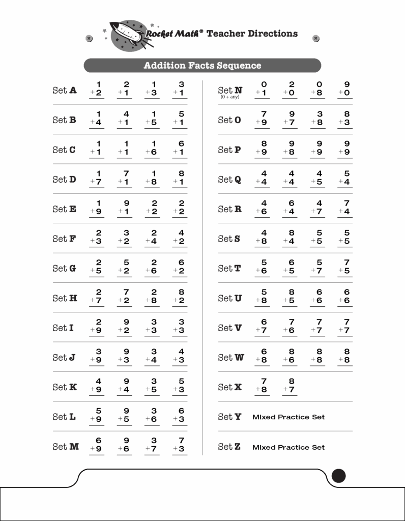 Rocket Math Worksheets