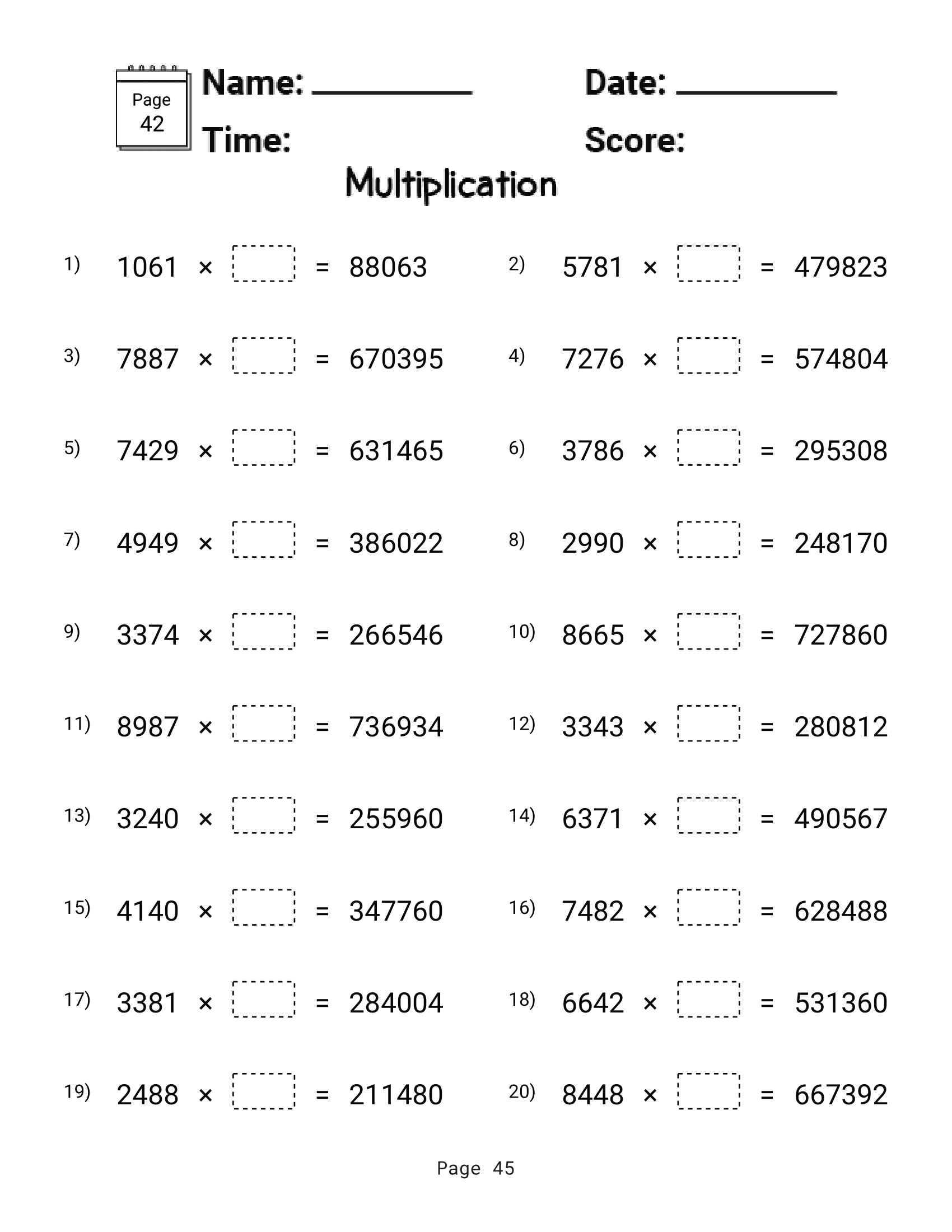 6th Grade Math Worksheet