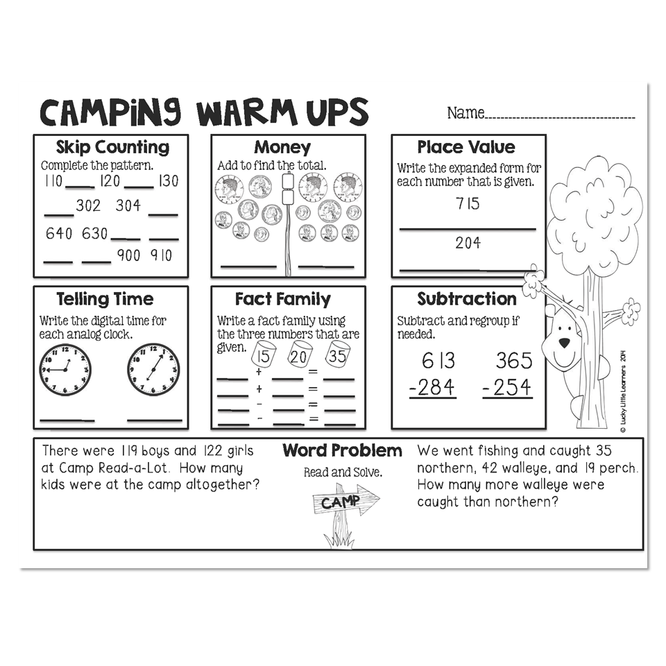 Camp Read A Lot Camp Read A Lot Math Warm Ups 2nd Grade 