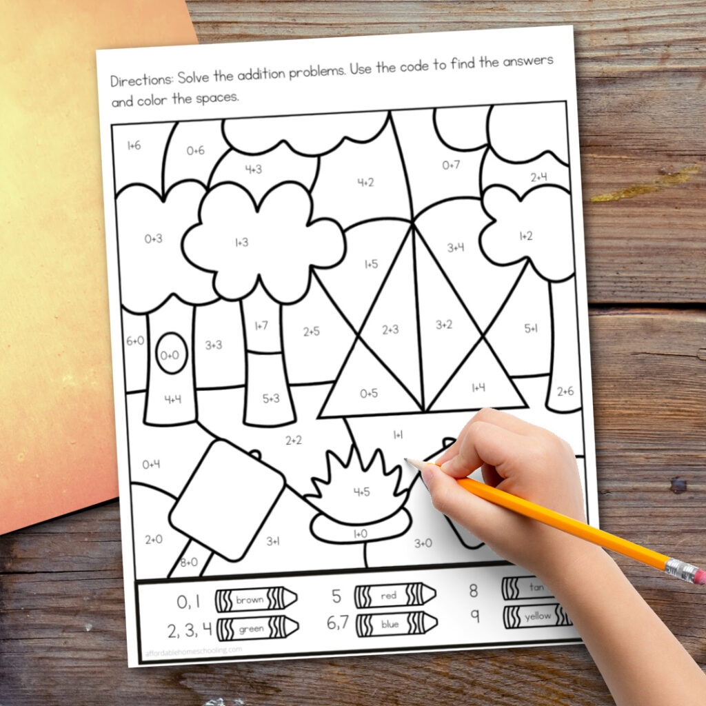 Camping Color By Number Practice Math Skills With A Fun Theme
