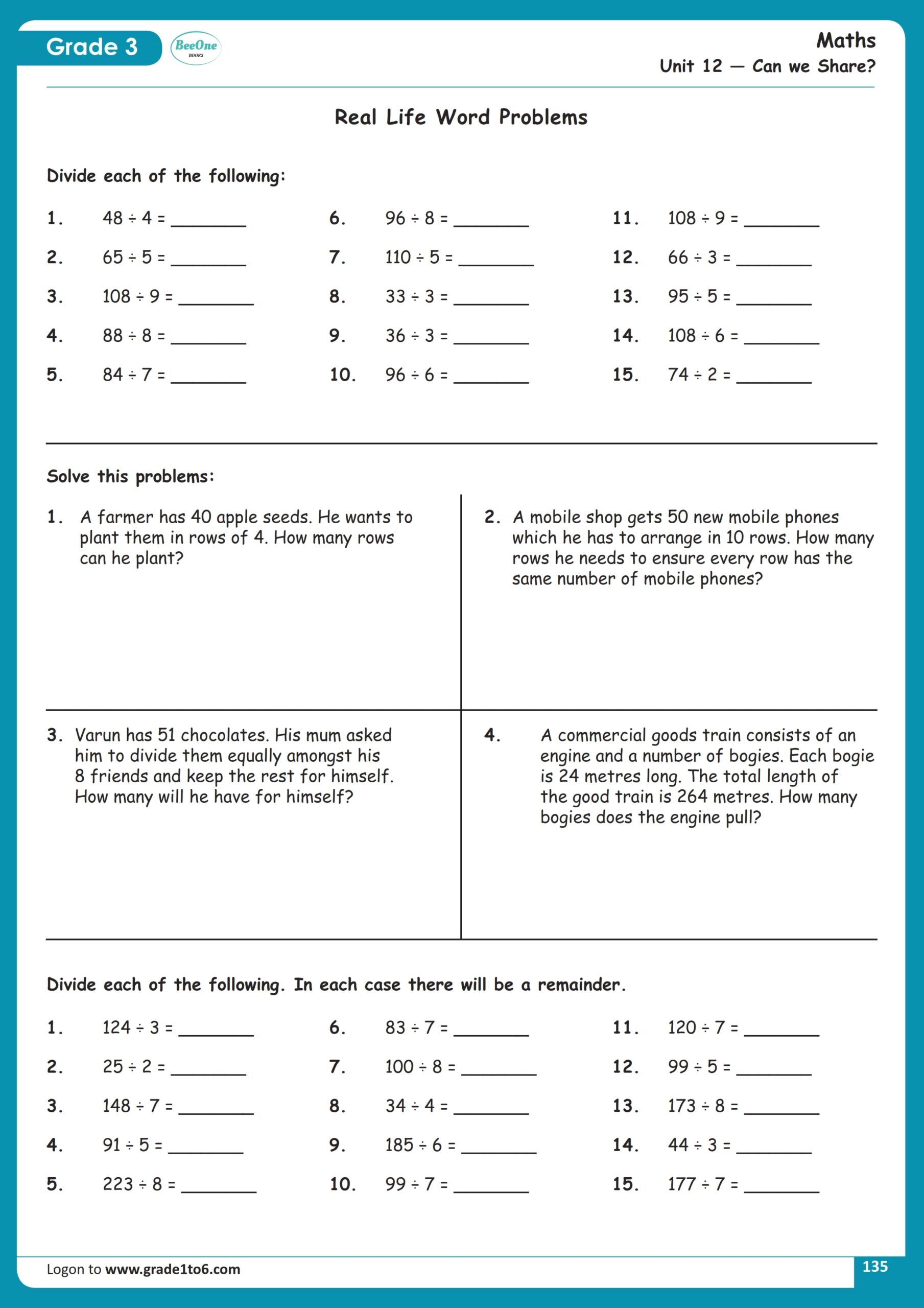 CBSE Class 3 Can We Share Worksheet Class1to12