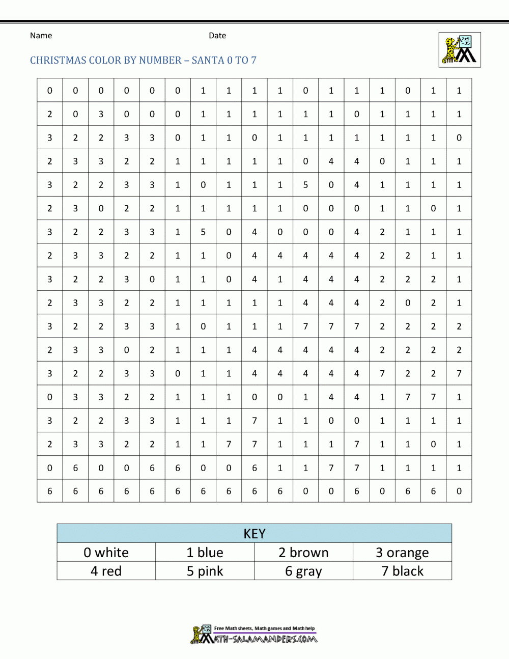 Christmas Color By Number Sheets For Kids