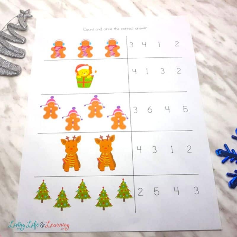 Preschool Christmas Math Worksheets