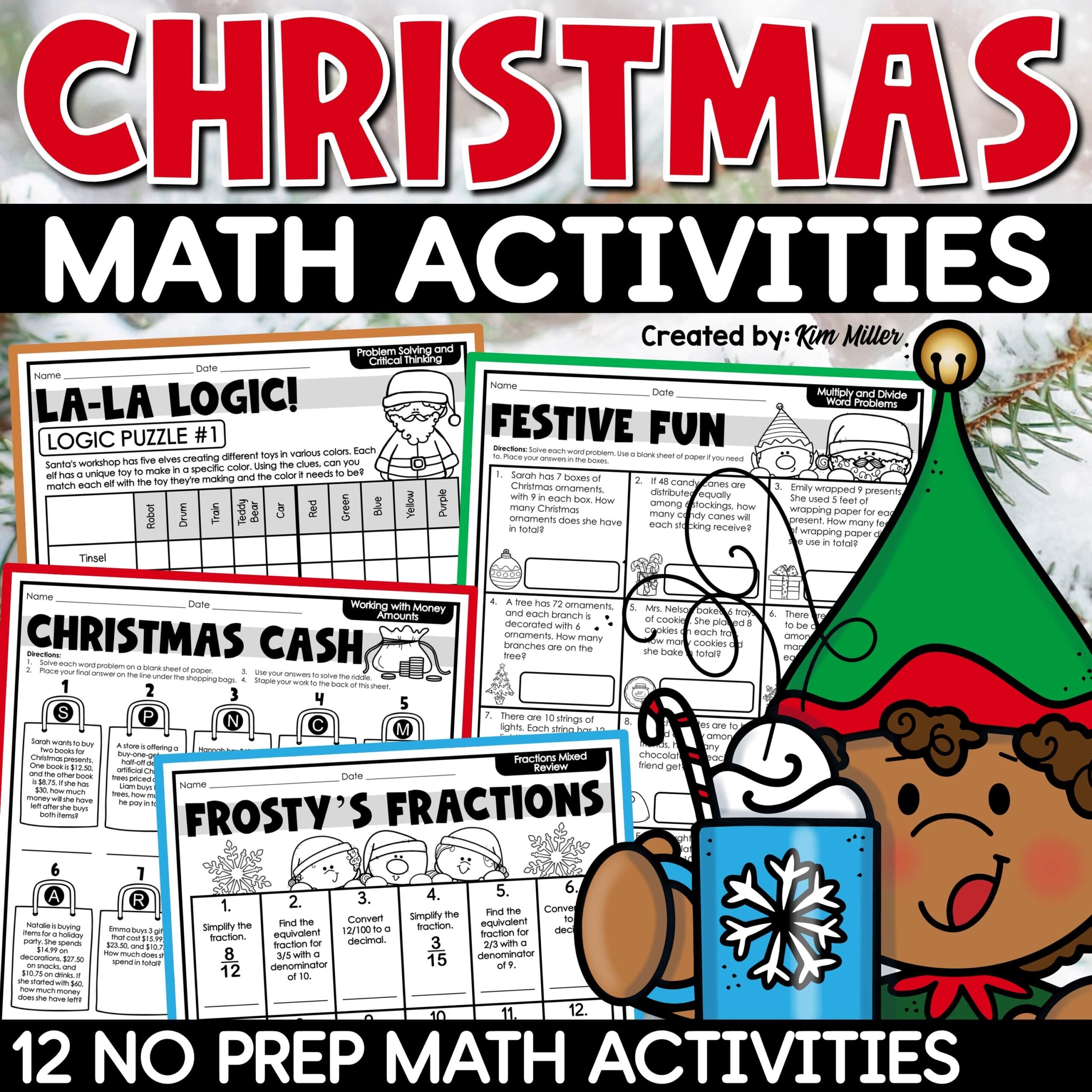 Christmas Math Activities Worksheets Christmas Fun Packet 4th 5th 