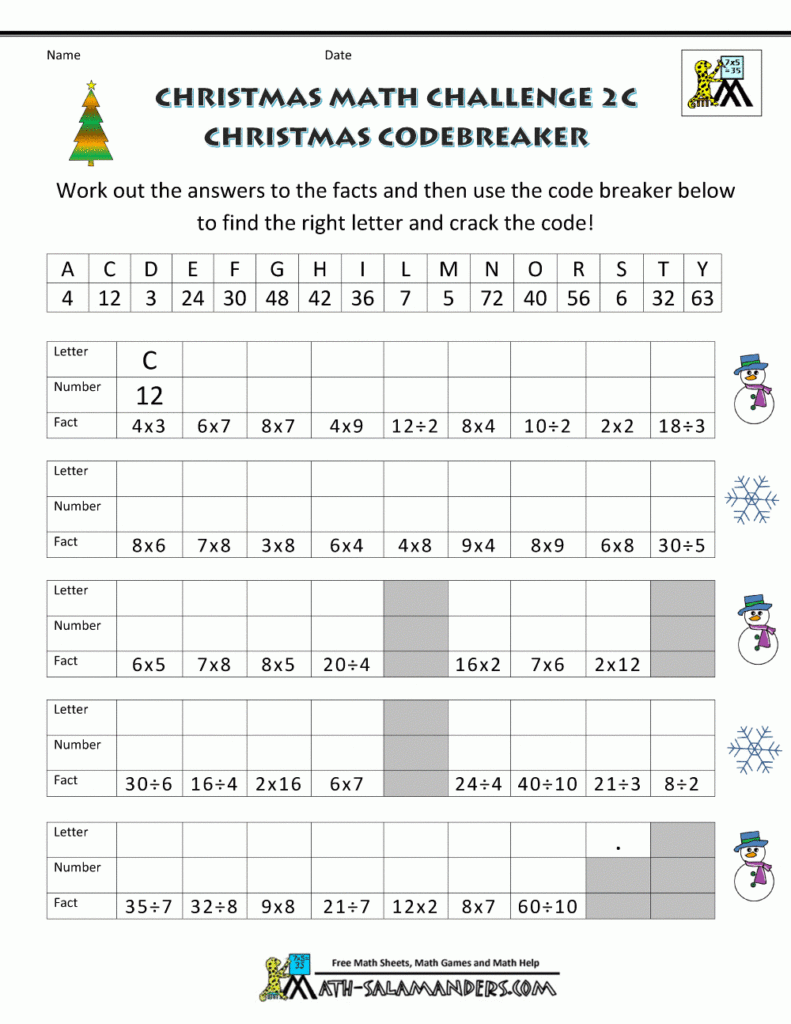 Christmas Math Worksheets Pdf