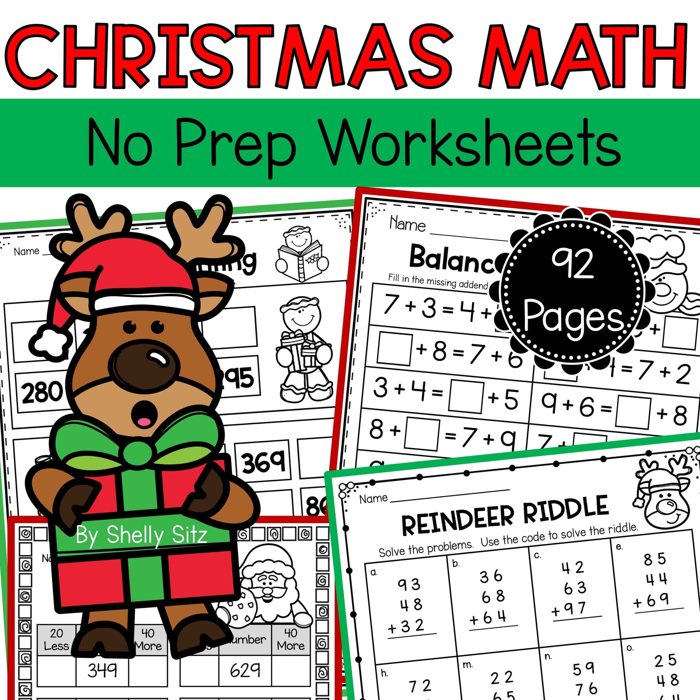 Christmas Math Worksheets For First And Second Grade