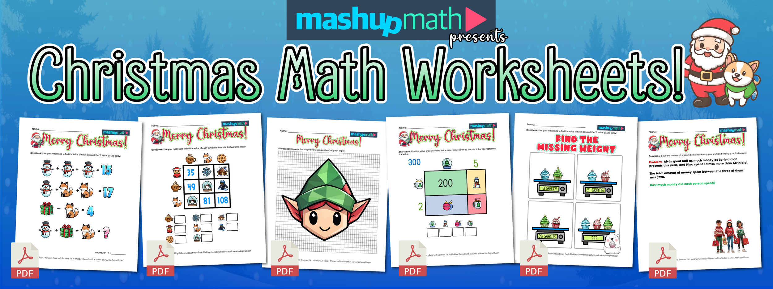 Christmas Math Worksheets For K 8 Printable With Answers Mashup Math