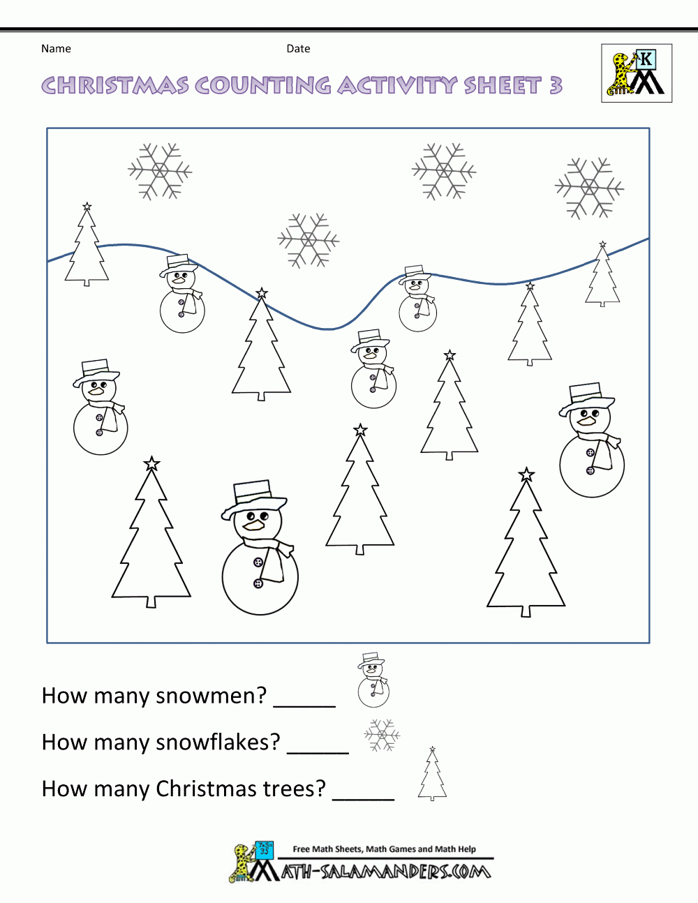 Kindergarten Christmas Math Worksheets