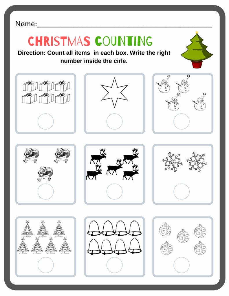 Christmas Math Preschool Worksheets