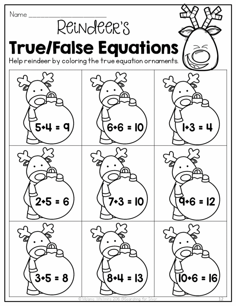 Christmas Math Worksheets 1st Grade