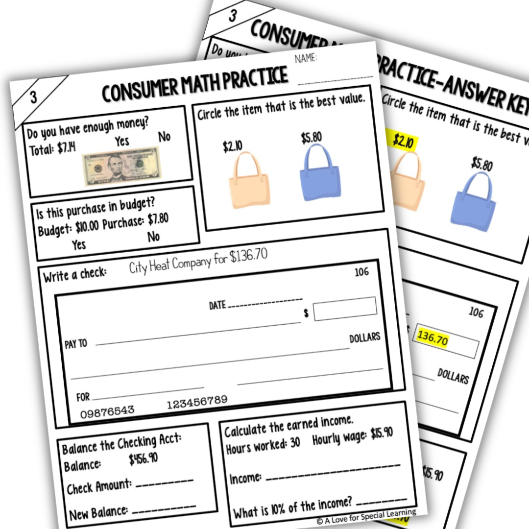 Consumer Math Weekly Practice Resource