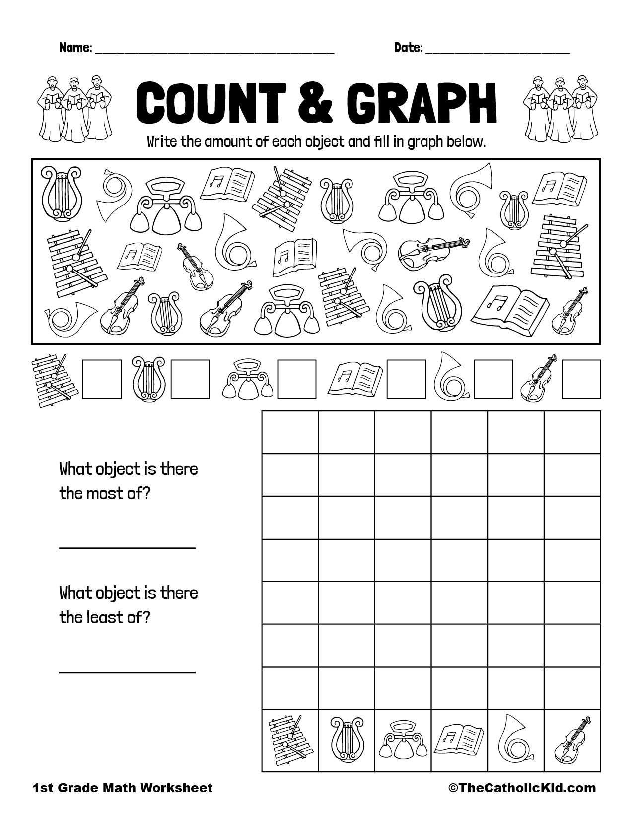 Count U0026 Graph Catholic Themed Worksheet TheCatholicKid Worksheets Library