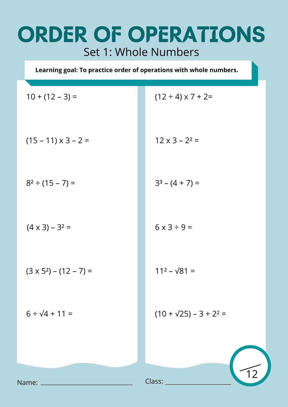 Customize 15 Order Of Operations Worksheets Templates Online Canva