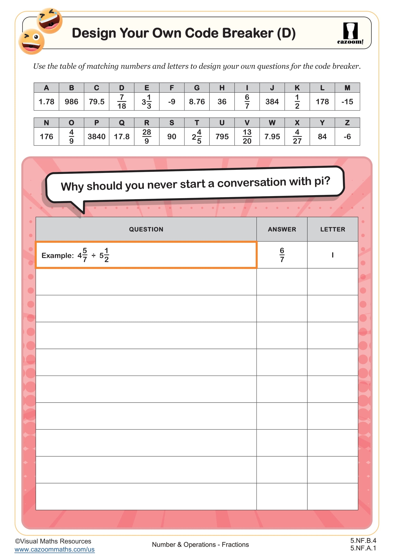 Design Your Own Code Breaker D Worksheet Fun And Engaging 5th Grade Number U0026 Operations Worksheet