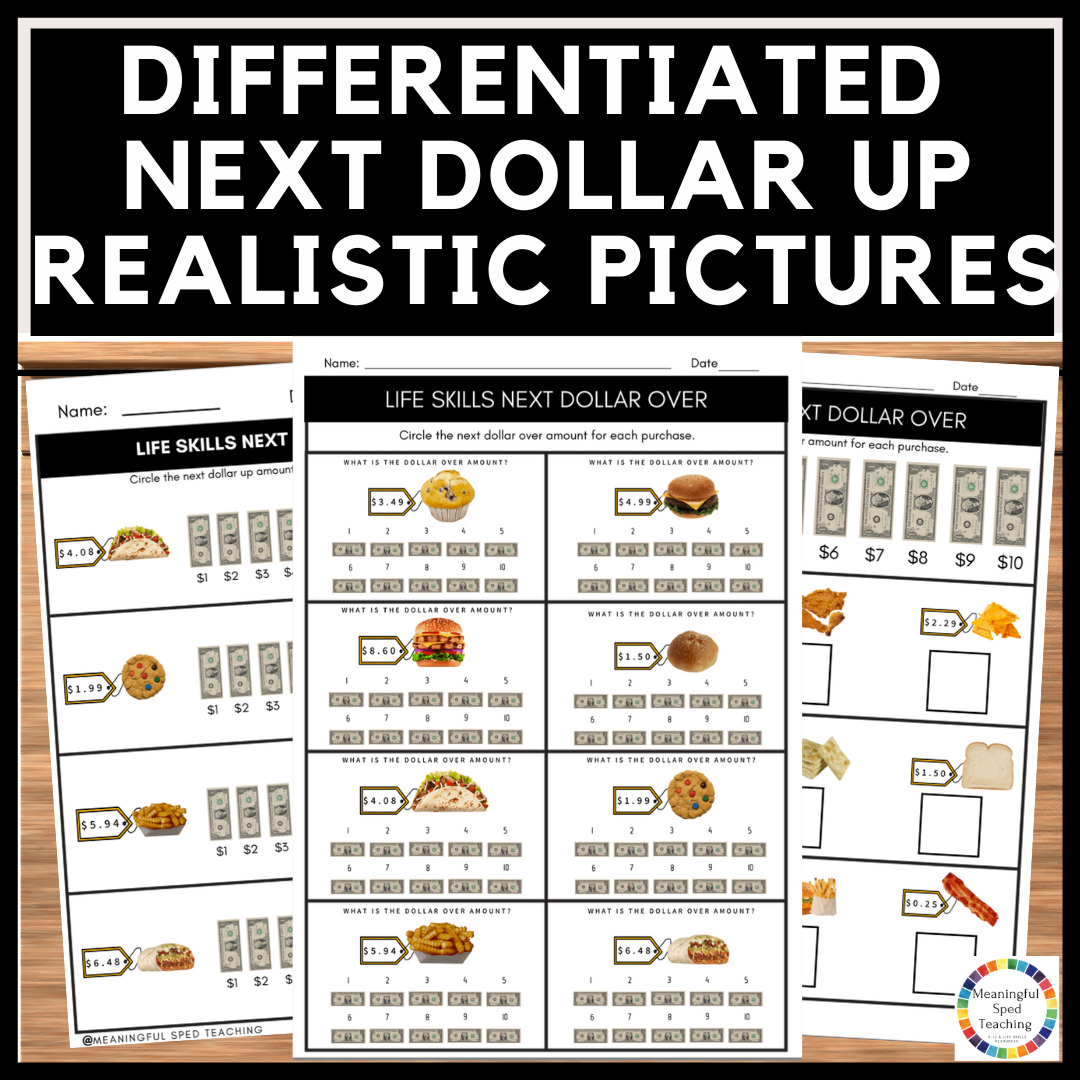 Differentiated Next Dollar Up Life Skills Math Worksheets NO PREP Classful