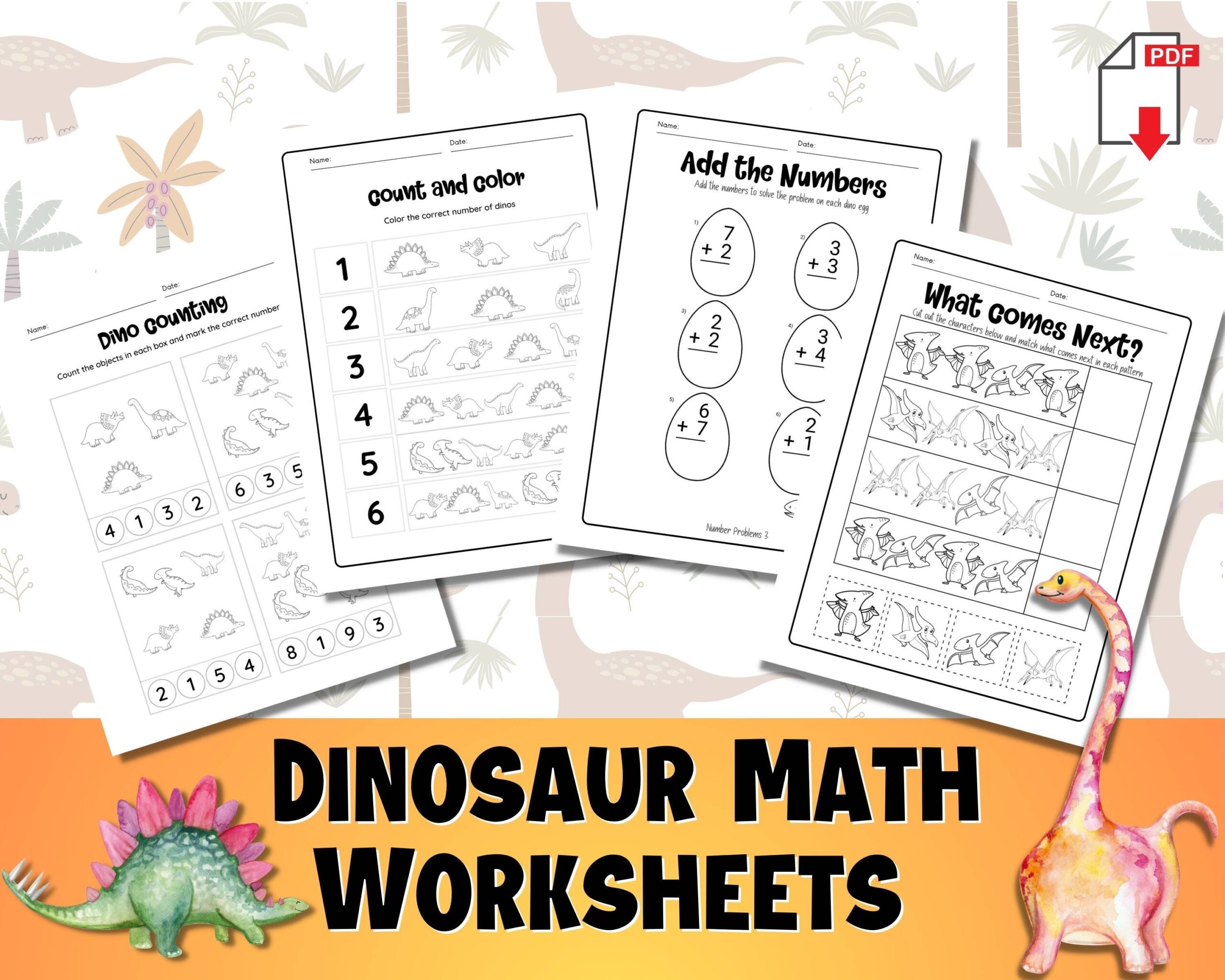 Dinosaur Math Worksheets