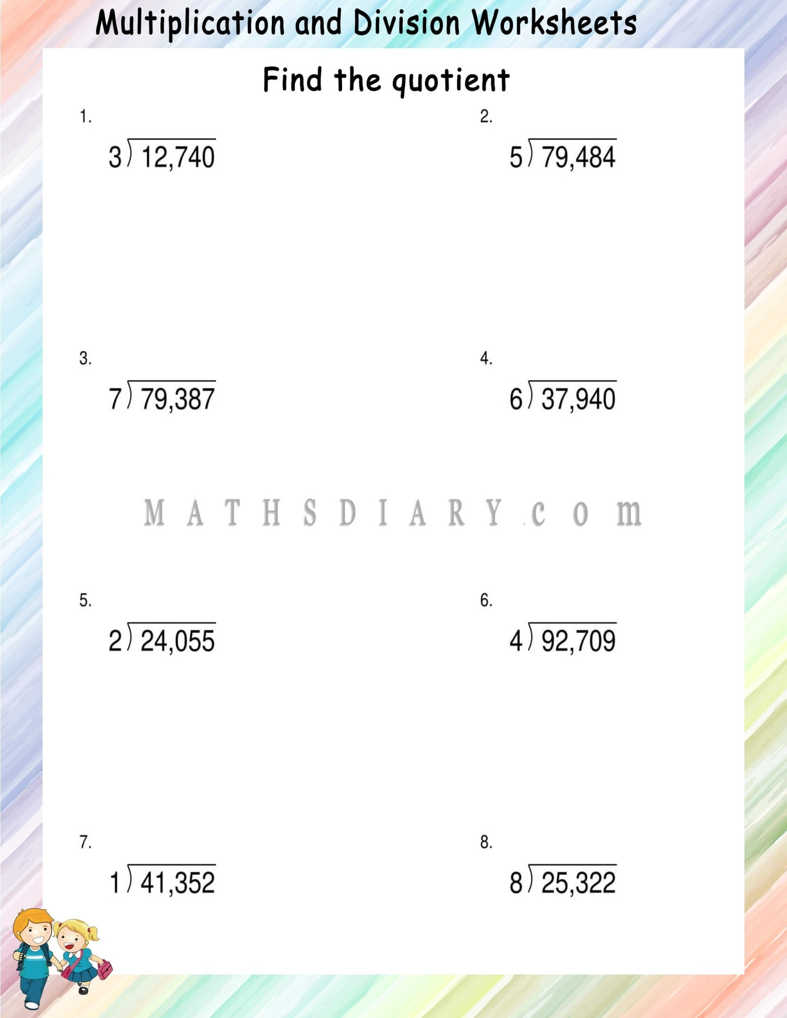 Division By 1 digit Number With Remainder Worksheets Math Worksheets MathsDiary