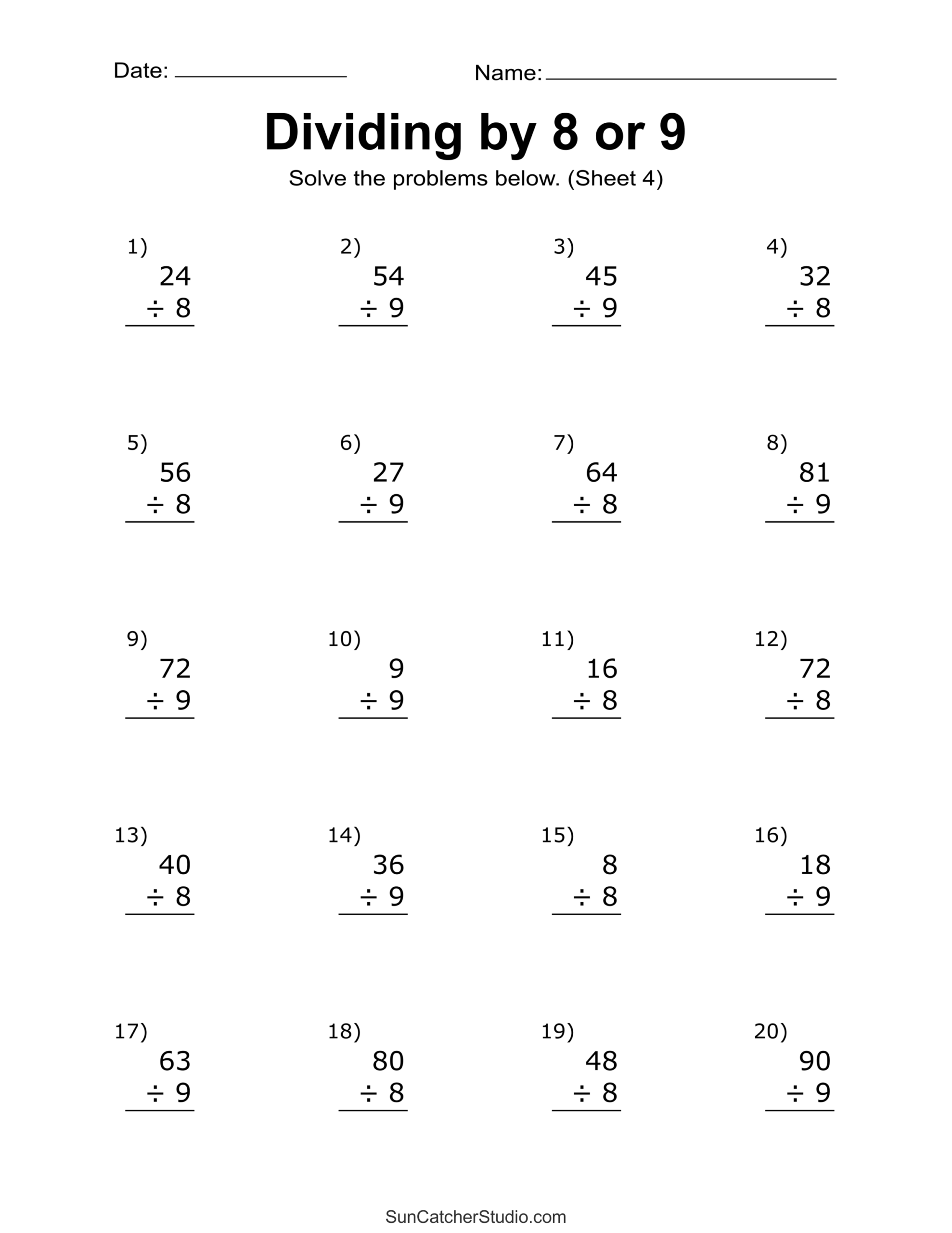 Division Worksheets U0026 Problems Free Printable Math Drills DIY Worksheets Library
