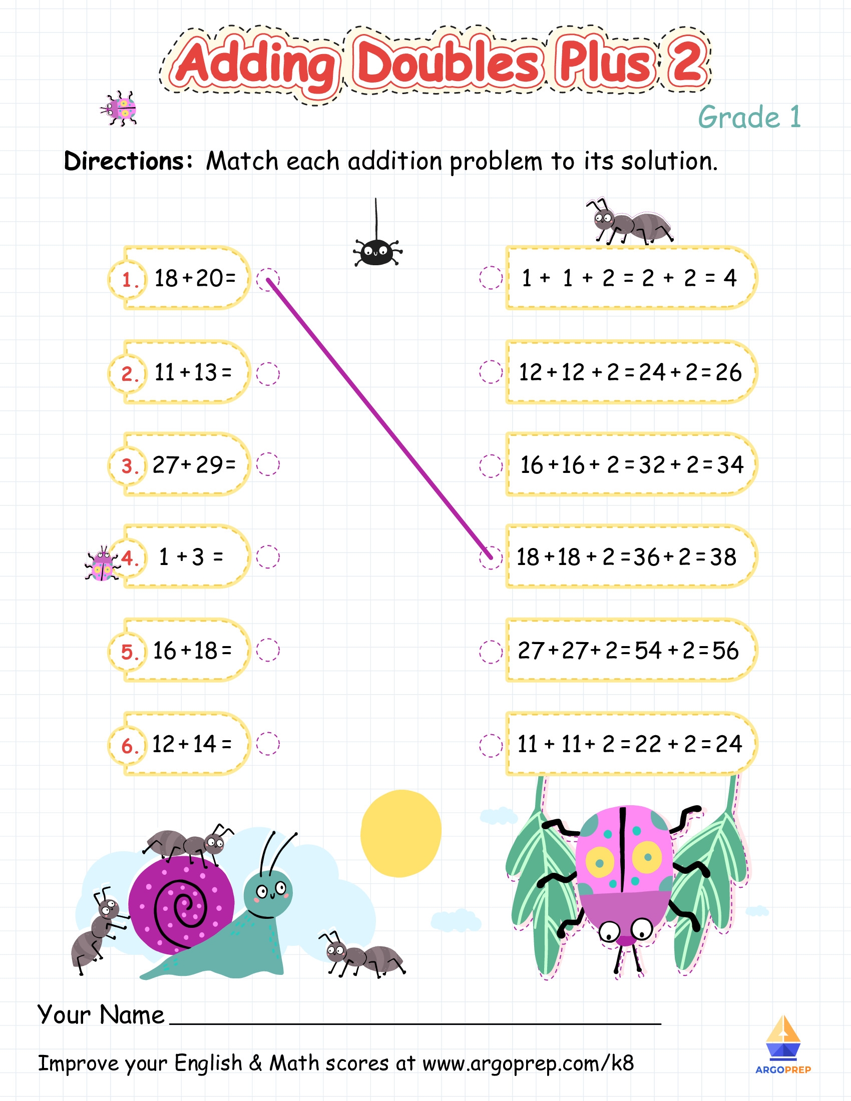 Doubles Math Worksheet