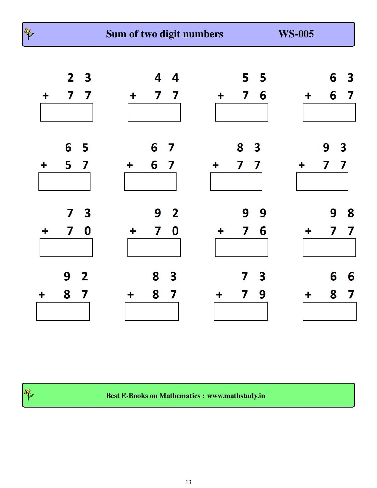 Maths Worksheet For Class 2
