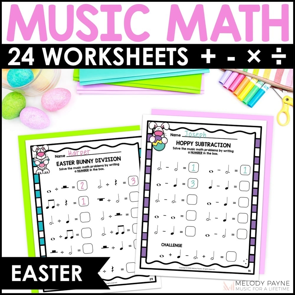 Easter Music Math Rhythm Worksheets Notes U0026 Rests Music Theory 