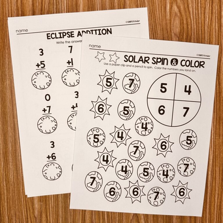 Eclipse Math Activities Simply Kinder Plus
