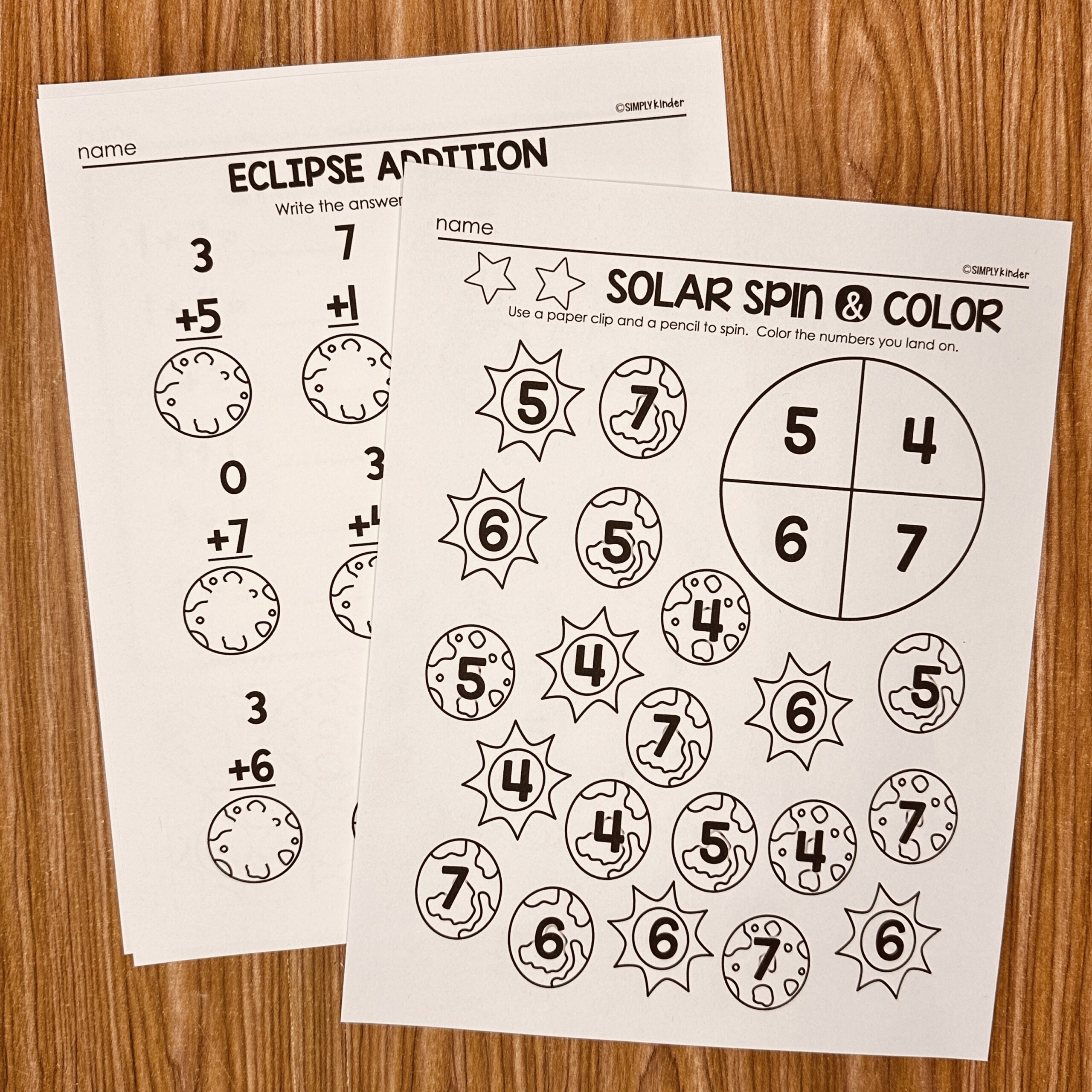 Eclipse Math Activities Simply Kinder Plus