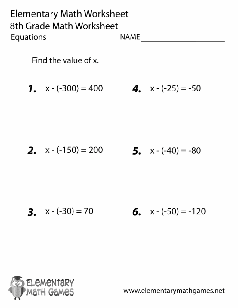 Math Equations Worksheets