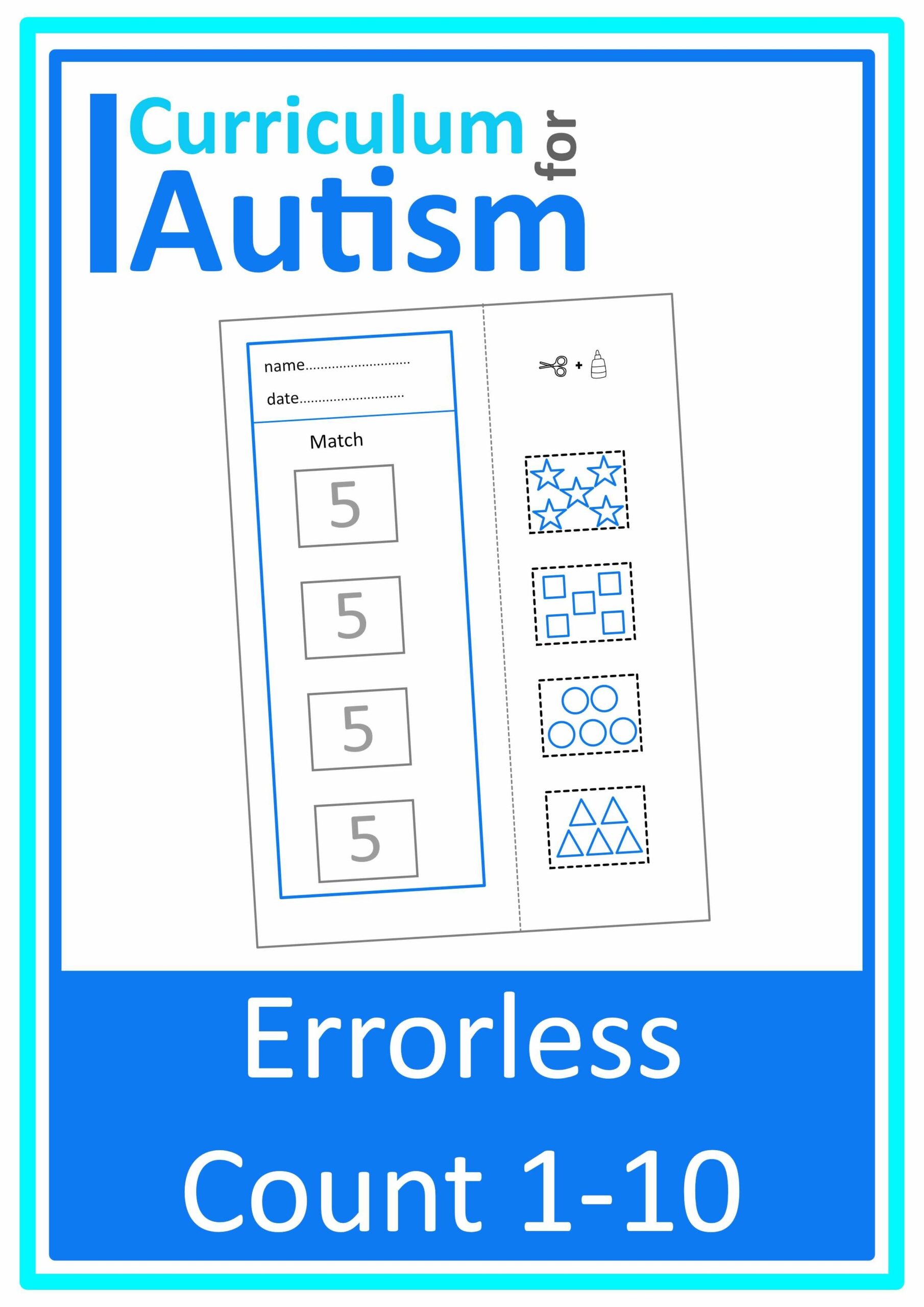 Errorless Number Words 1 10 Match Cut U0026 Paste Worksheets Autism Special Ed Curriculum For Autism