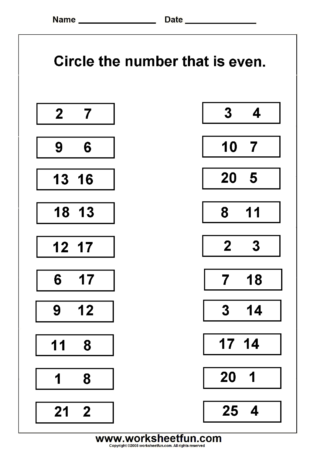 Even And Odd Numbers Worksheet Free Printable For Kids 