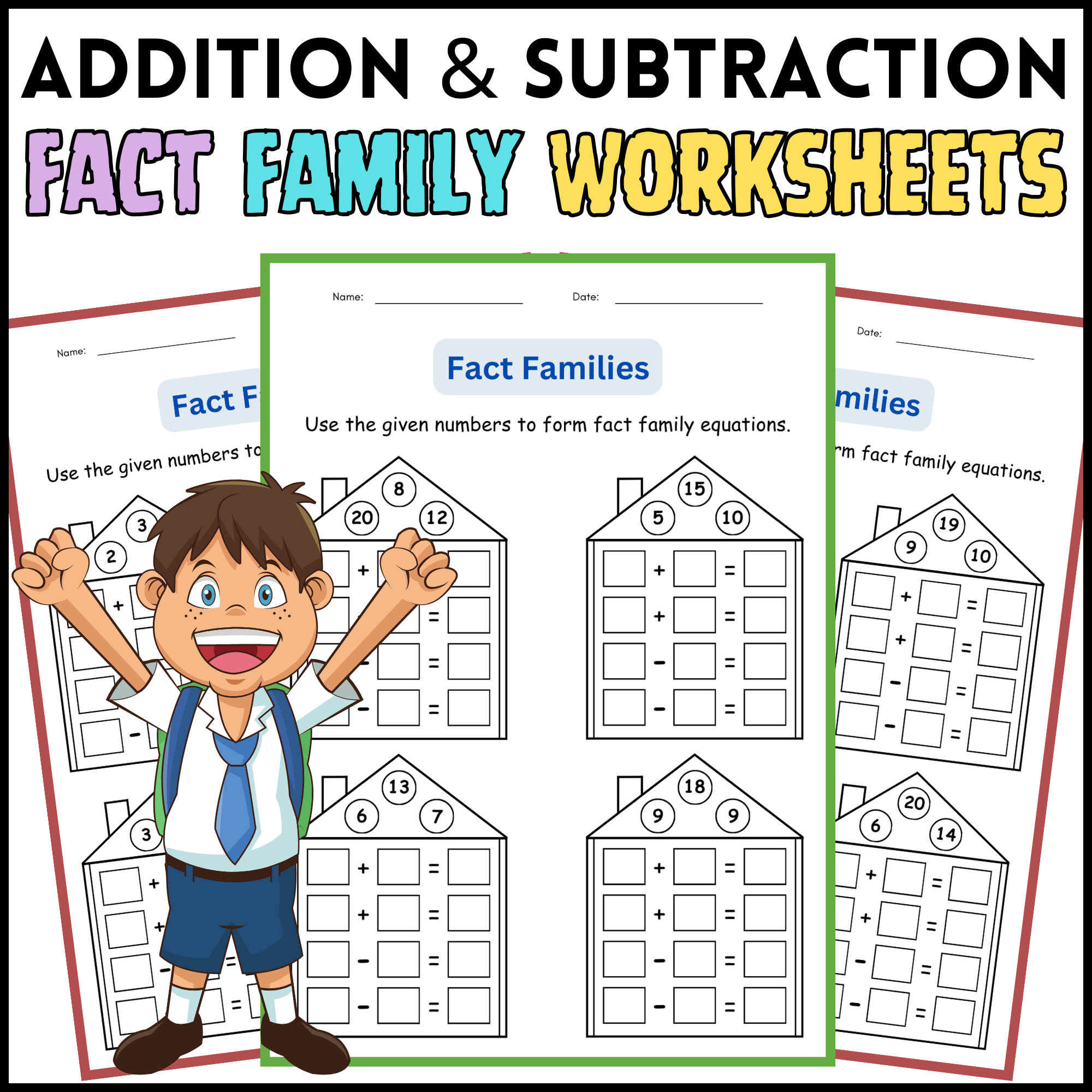 Fact Families Addition And Subtraction Number Math Worksheets For 