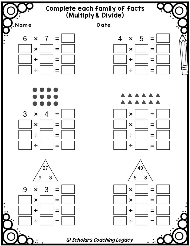 Fact Families Multiplication U0026 Division Worksheet Math Problems