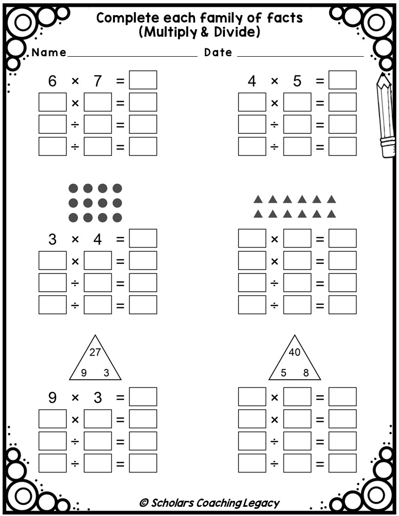 Fact Families Multiplication U0026 Division Worksheet Math Problems