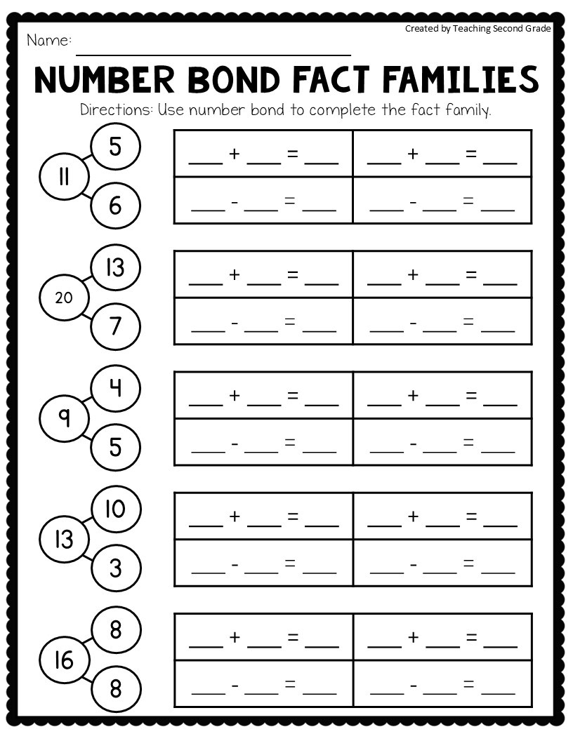 Fact Family Addition And Subtraction Facts Worksheets Houses