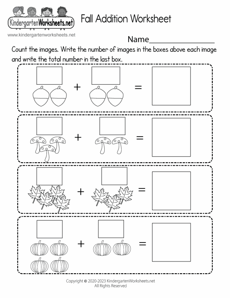 Fall Math Worksheets For Kindergarten