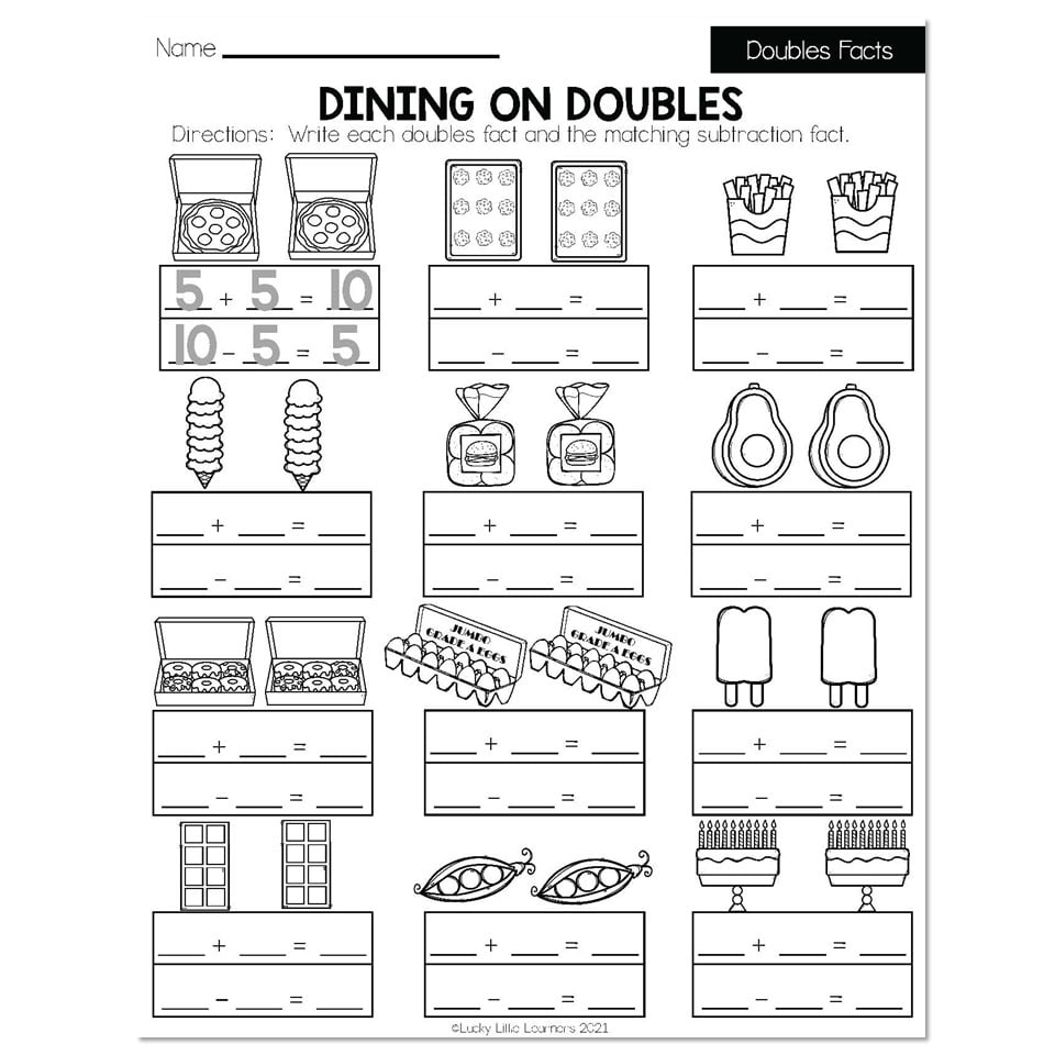 Fall Early Finishers 2nd Grade Math Doubles Facts Dining On Doubles Lucky Little Learners