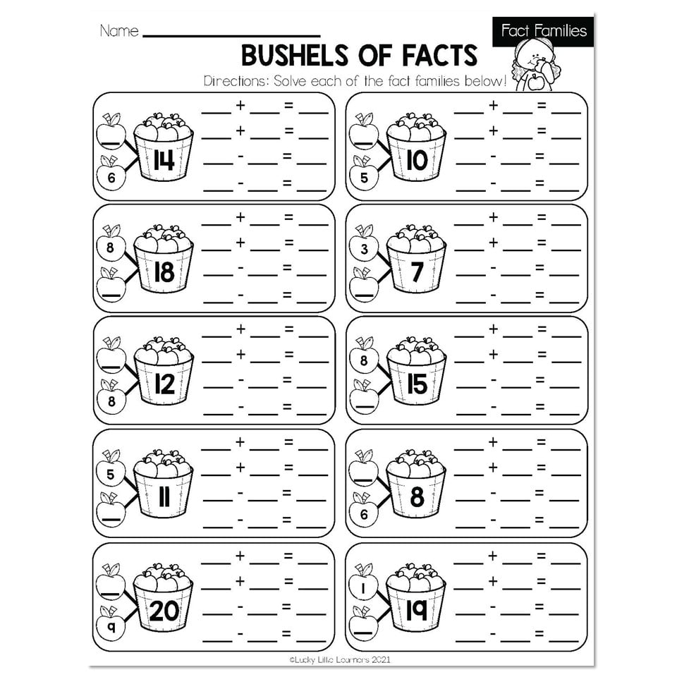 Fact Family Math Worksheets