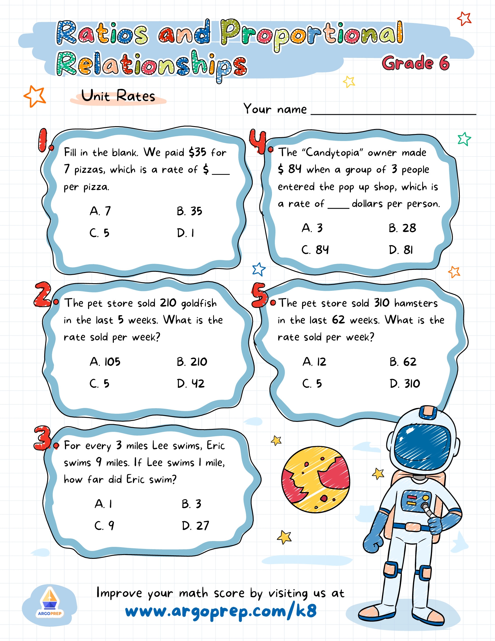 Find The Unit Prices 6th Grade Ratio Worksheets ArgoPrep