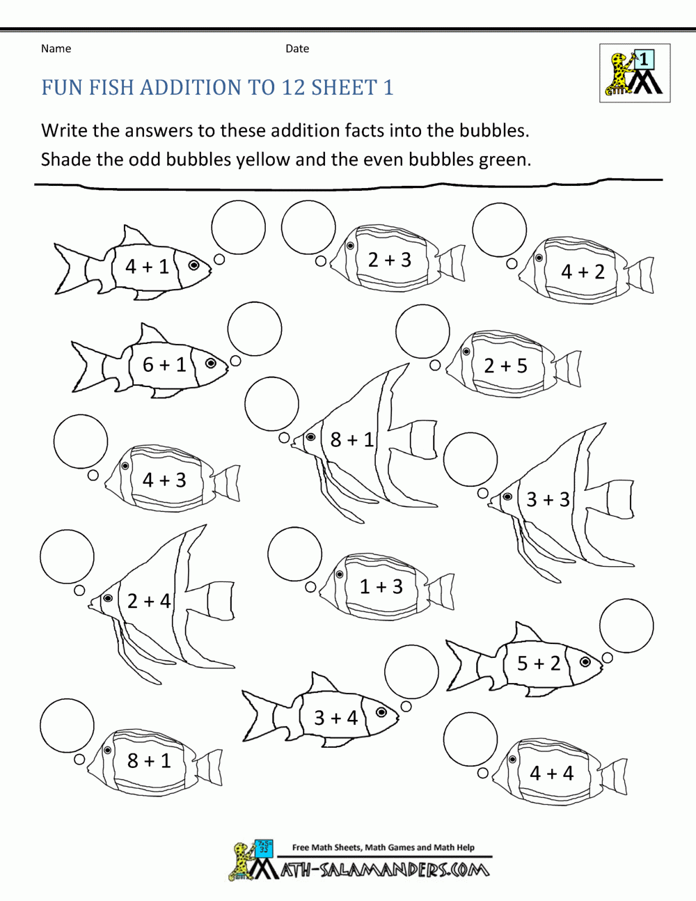 Fun Math Worksheets For 1st Graders
