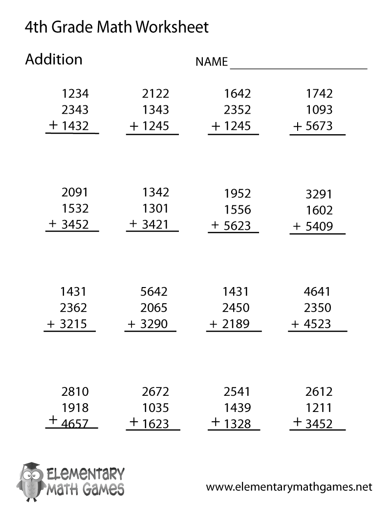 Math Worksheets For 4th Graders Free