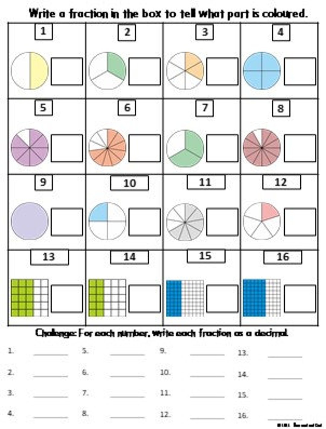 Fractions Math Worksheets Grade 4th 5th 6th Etsy Canada