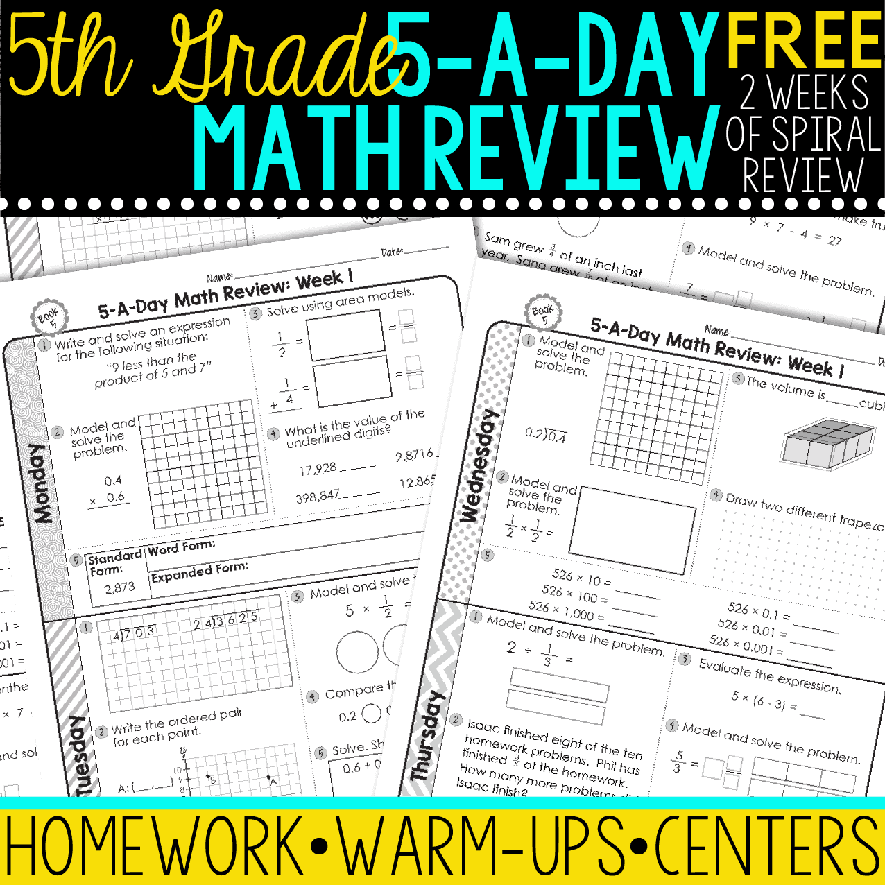 5th Grade Math Review Worksheets