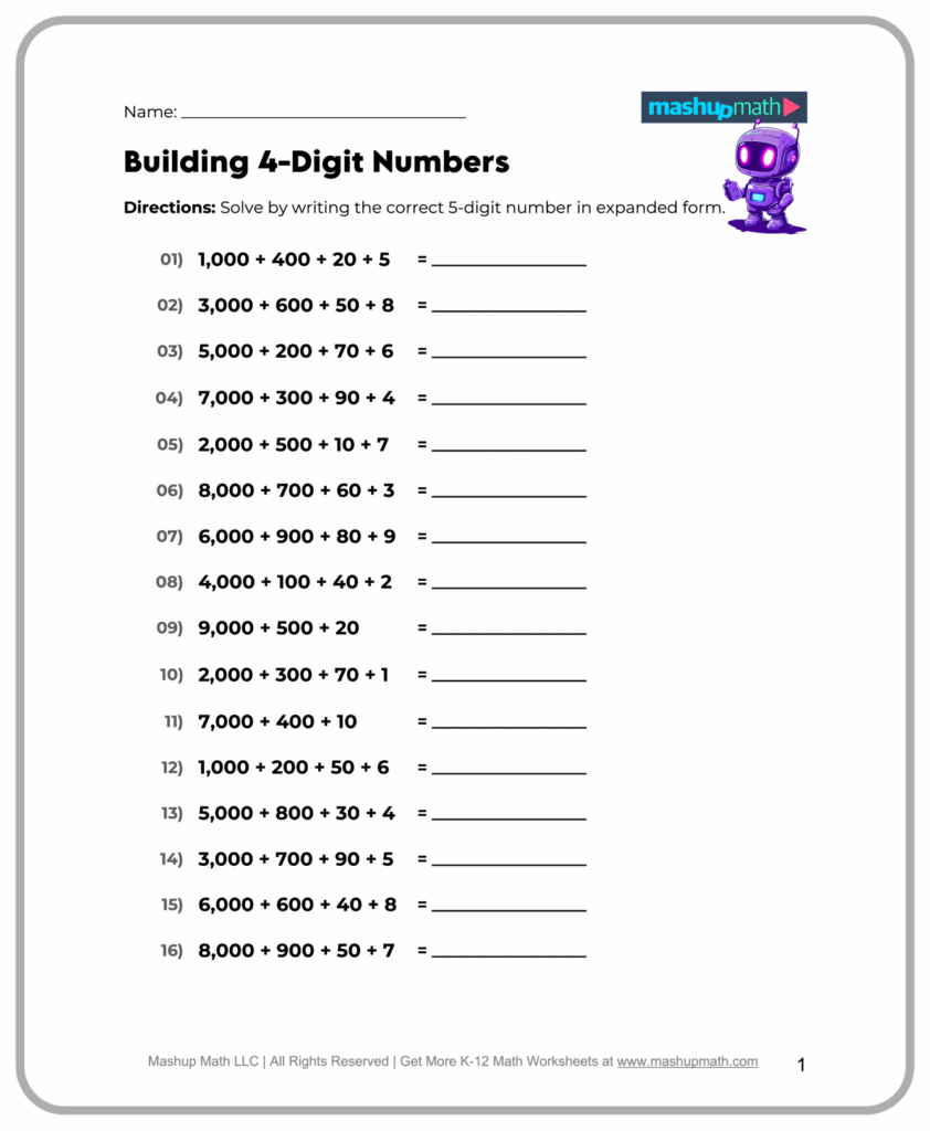 Math Worksheet Grade 5