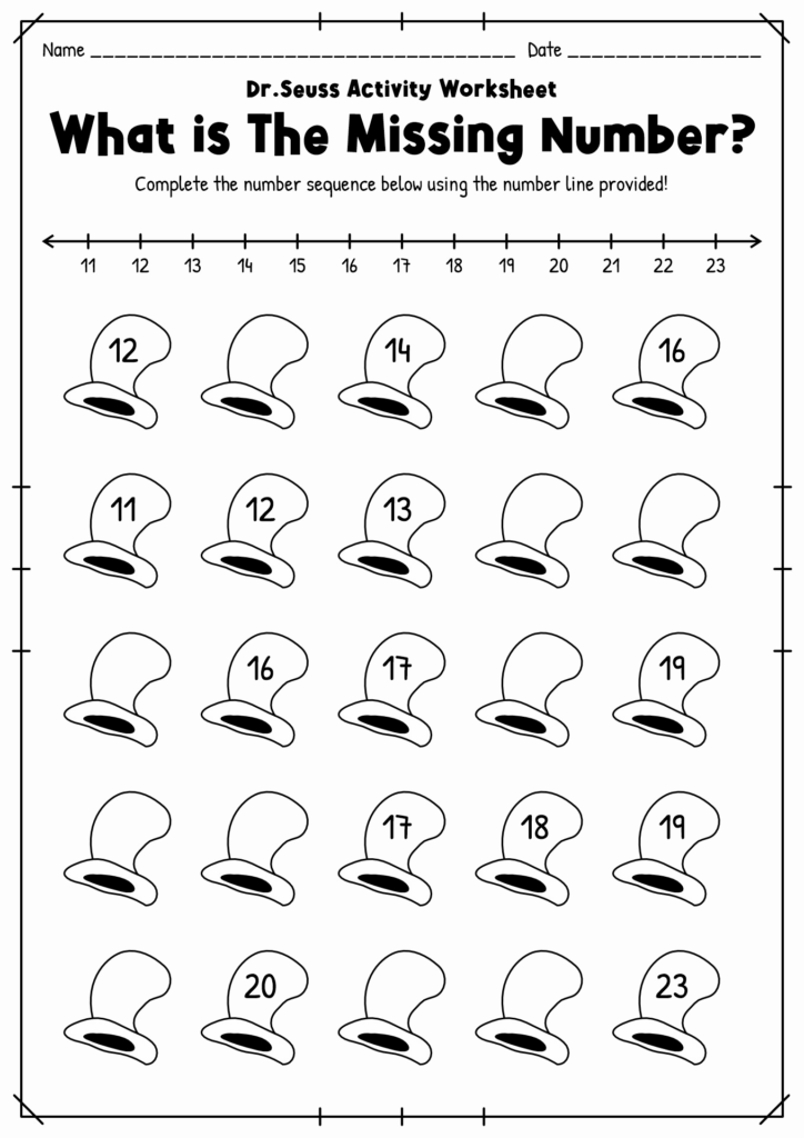 Dr. Seuss Worksheets Math