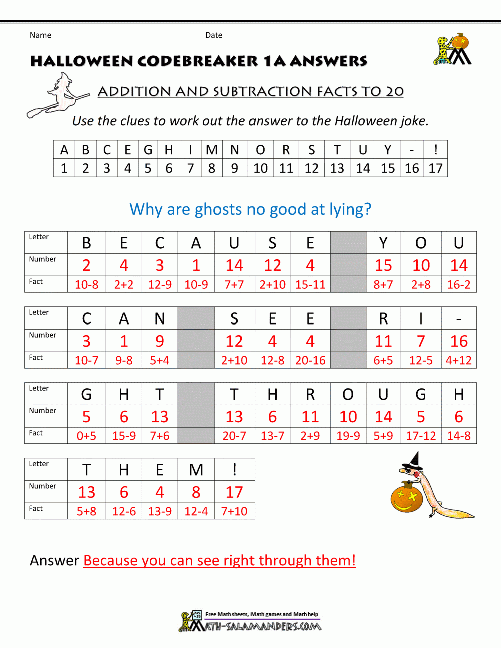 Halloween Math Worksheet