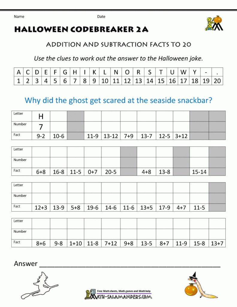 Halloween Math Worksheets 5th Grade