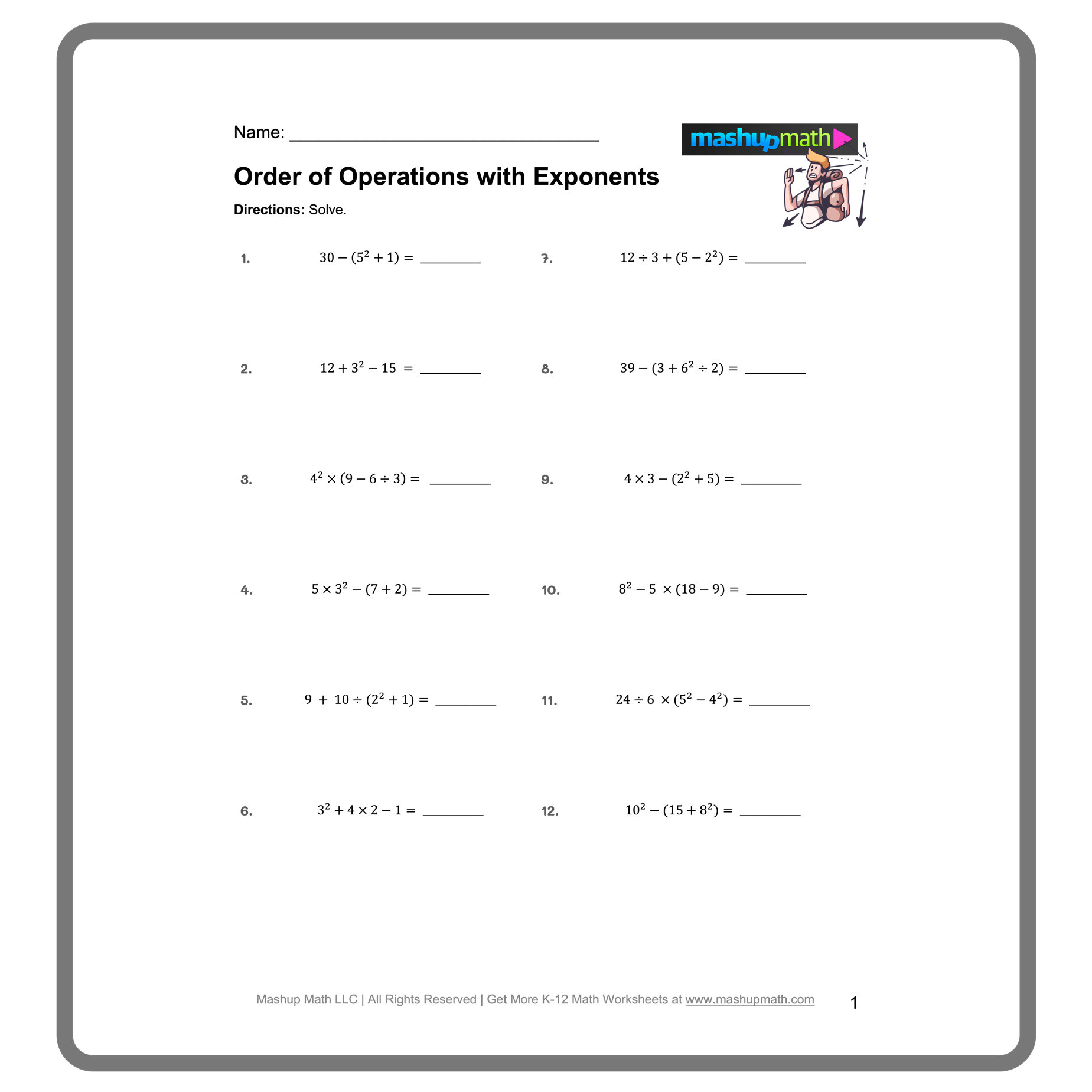 Pemdas Math Worksheets