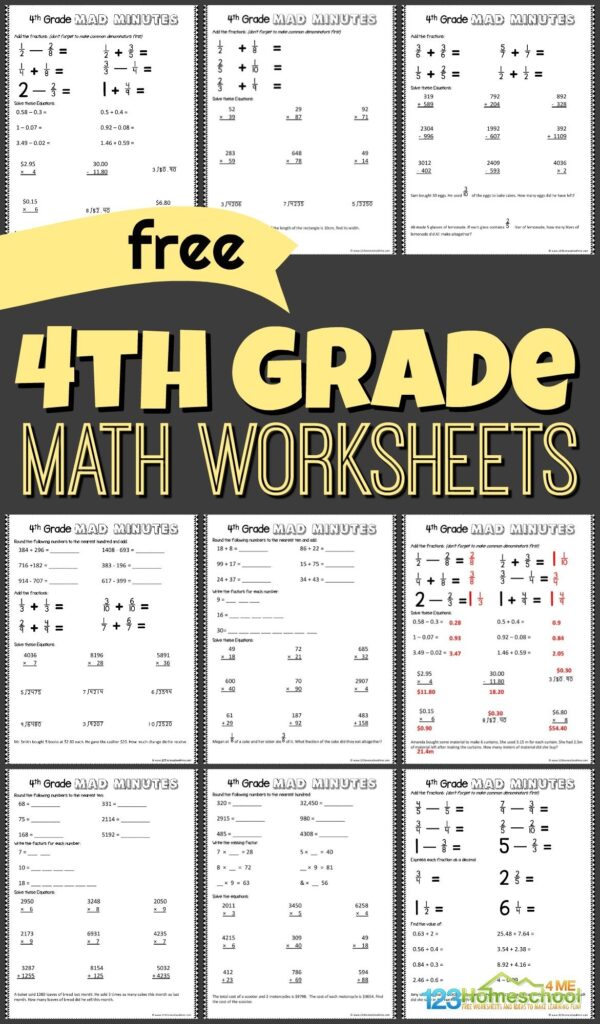 Free Math Worksheets 4th Grade